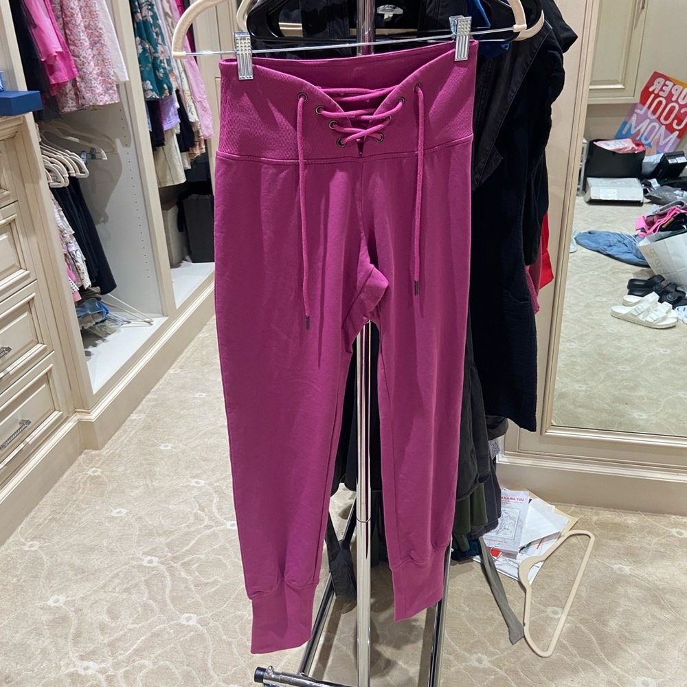 Free people movement magenta Women's Pink Lace-Up Pants joggers sweats